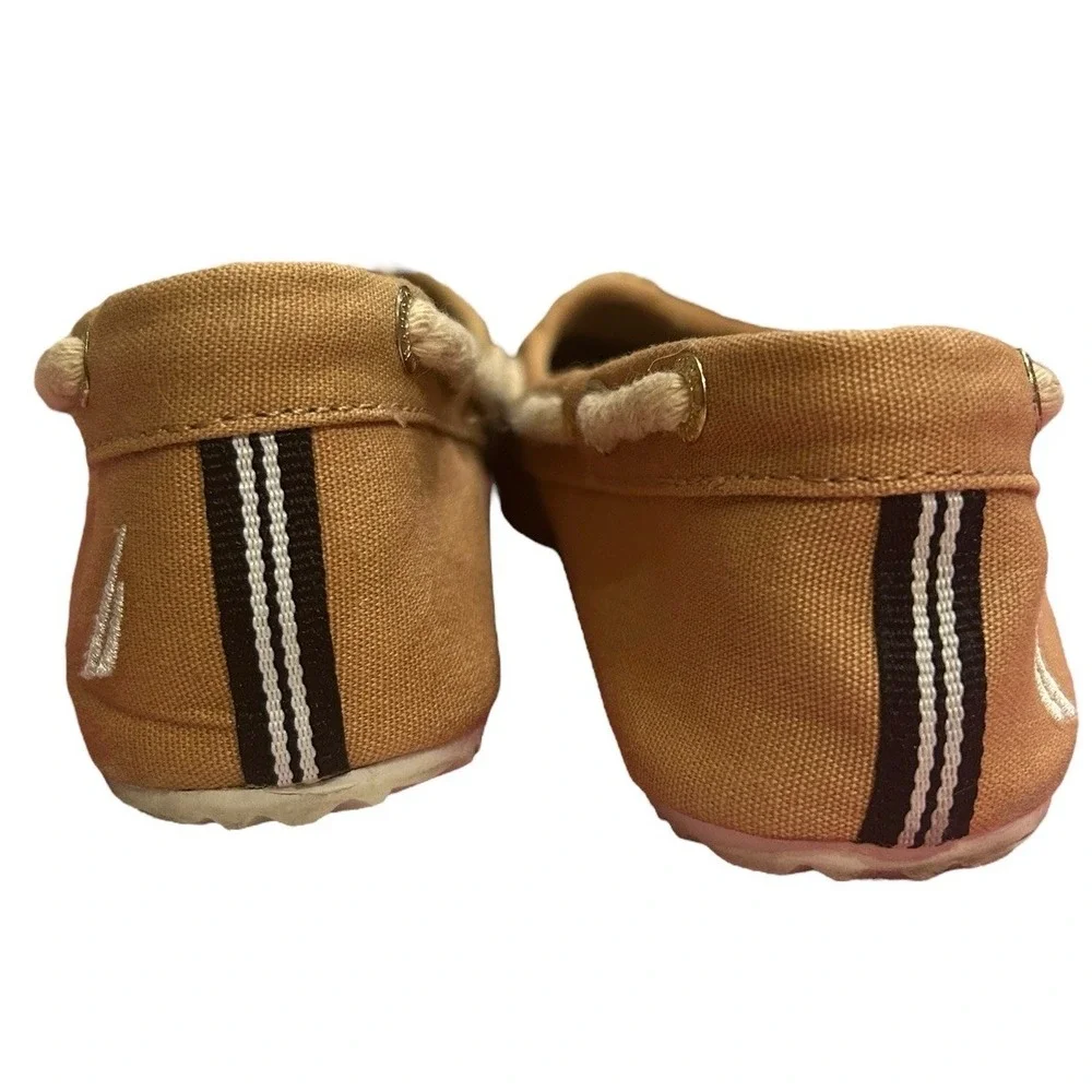 Nautica Canvas Slip On Boat Shoes Women's Size 6M Light Brown Rope Accents